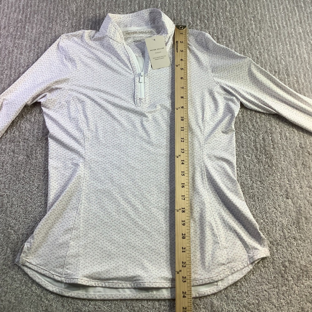 Peter Millar Womens White Geometric Long SLeeve 1/4 Zip Pullover XS NWT - Picture 9 of 14